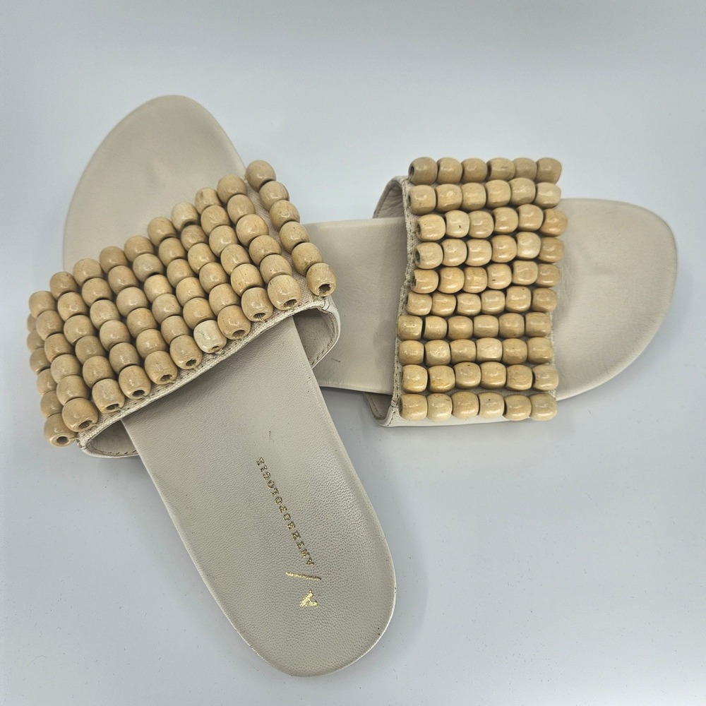 NWOT's Anthropologie Beaded‎ Slide Sandals Casual Summer Slip On Shoes Size 38